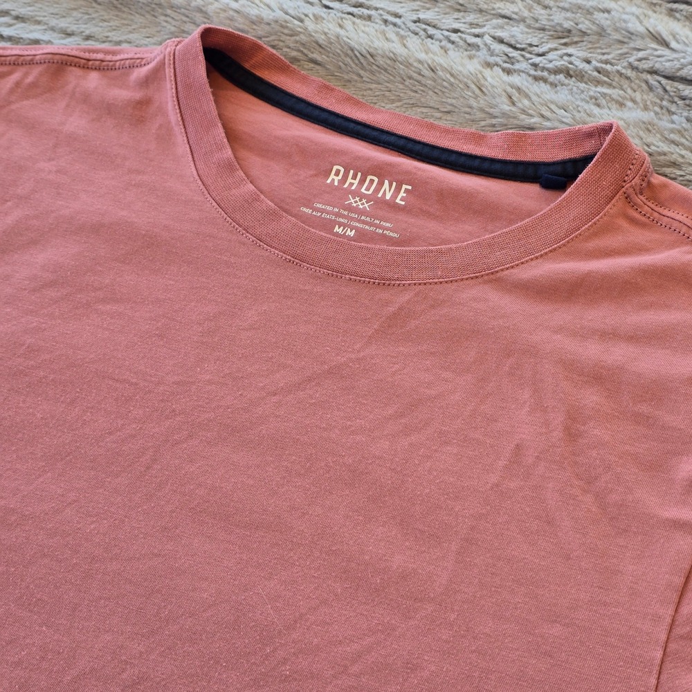 Rhone Element Tee Mens M Pink Pima Cotton Recycled Poly Short Sleeve T-Shirt